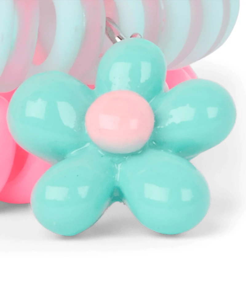 Girls Flower Coil Bracelet 4-Pack