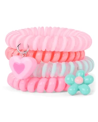 Girls Flower Coil Bracelet 4-Pack