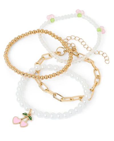 Bracelet de perles cerises pour filles (lot de 4)