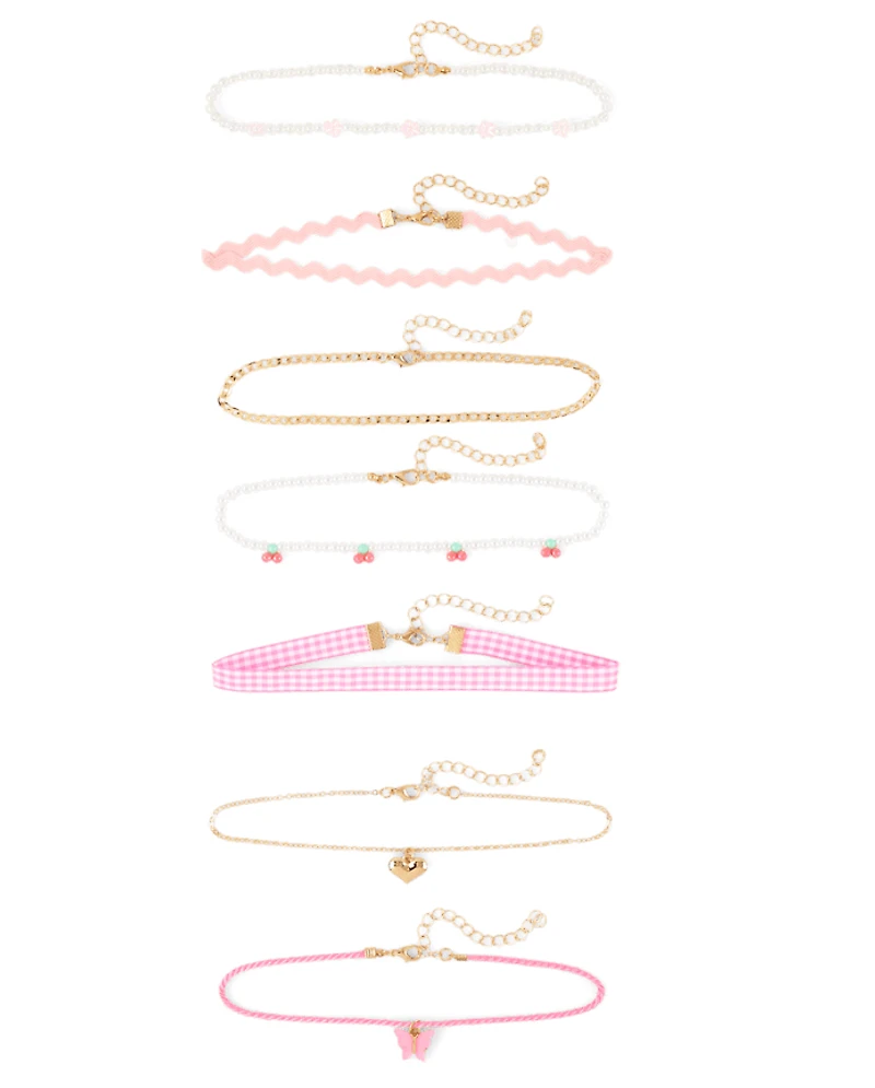 Girls Butterfly Choker Necklace 7-Pack