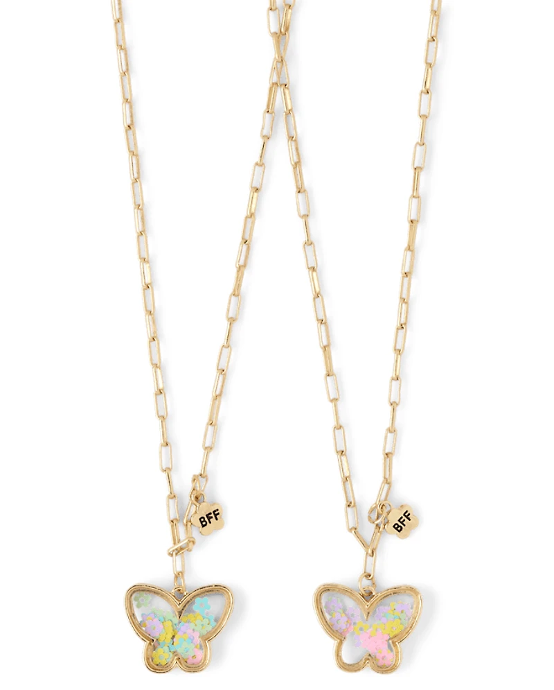 Girls Shakey Butterfly BFF Necklace 2-Pack