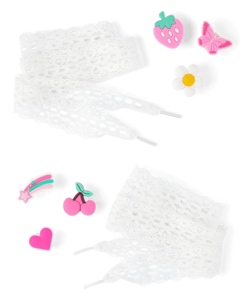 Girls Lace Shoelace & Shoe Charm 7-Piece Set
