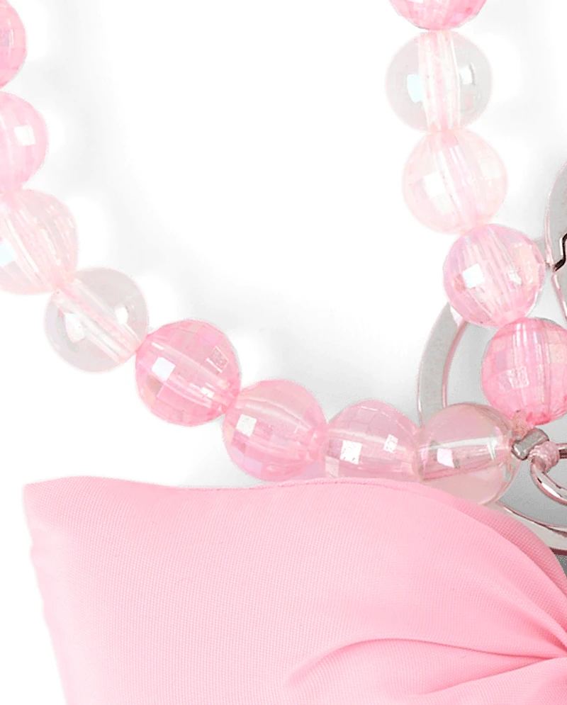 Girls Puffy Bow Beaded Bag Charm