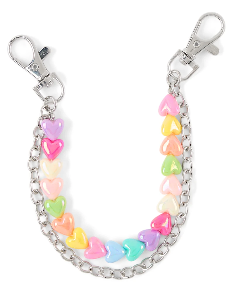 Girls Beaded Heart Chain Bag Charm