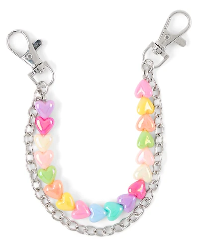 Girls Beaded Heart Chain Bag Charm