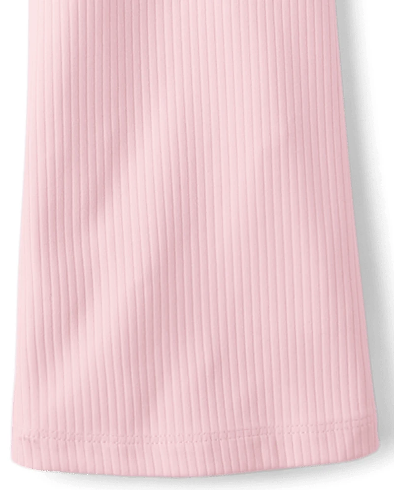 Girls Ribbed High Rise Flare Leggings