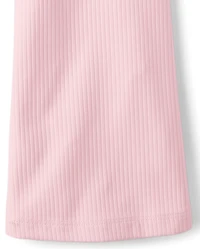 Girls Ribbed High Rise Flare Leggings