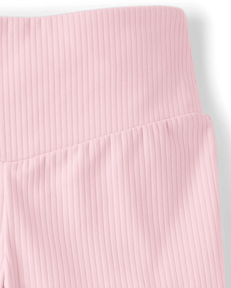 Girls Ribbed High Rise Flare Leggings