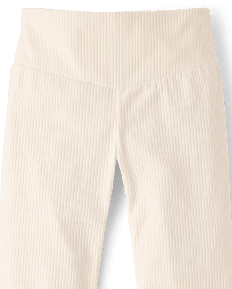 Girls Ribbed High Rise Flare Leggings