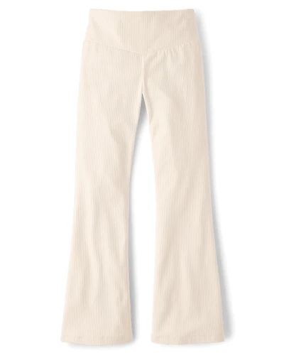 Girls Ribbed High Rise Flare Leggings