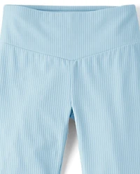 Girls Ribbed High Rise Flare Leggings