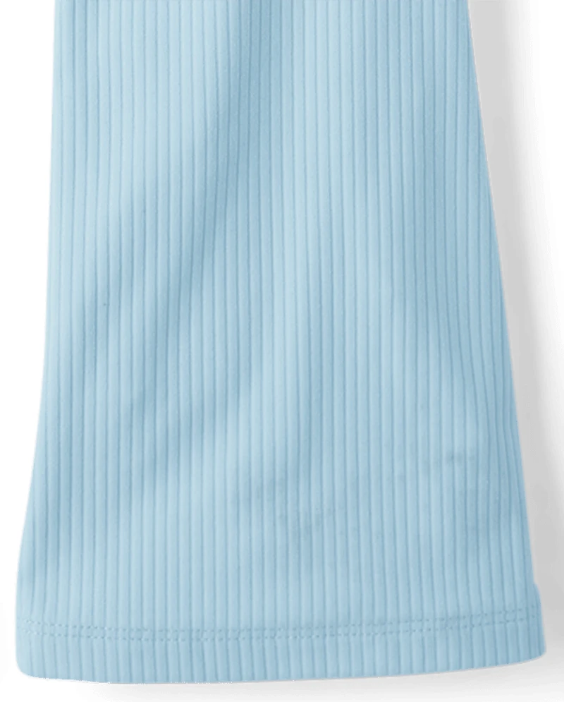 Girls Ribbed High Rise Flare Leggings