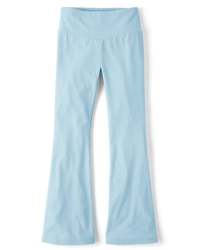 Girls Ribbed High Rise Flare Leggings