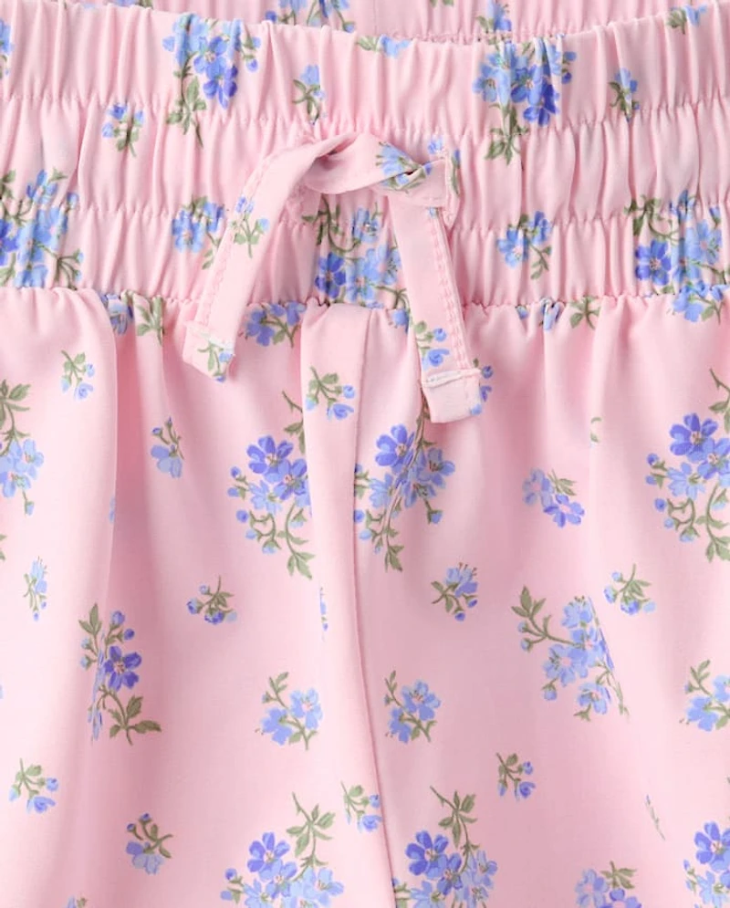 Girls Quick Dry Floral Flowy Shorts
