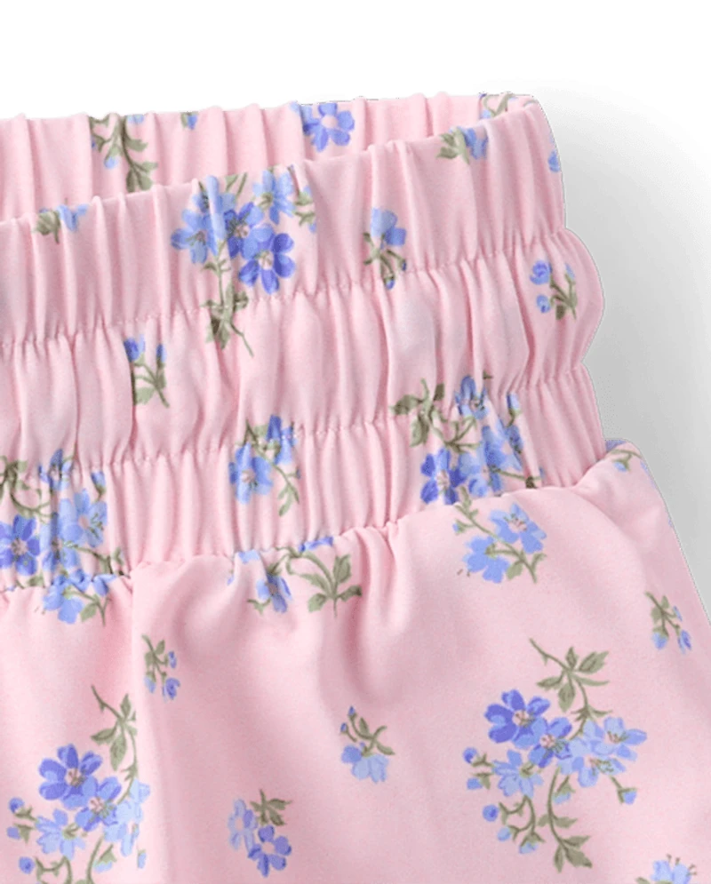 Short fluide fleuri à séchage rapide pour filles