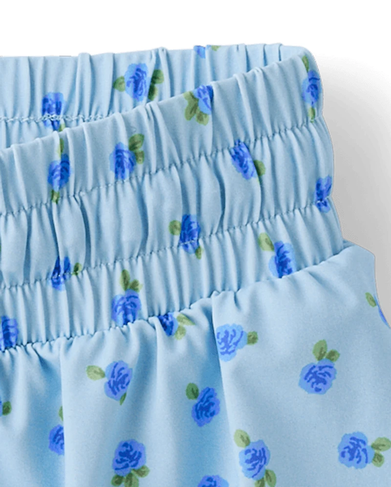 Girls Quick Dry Floral Flowy Shorts