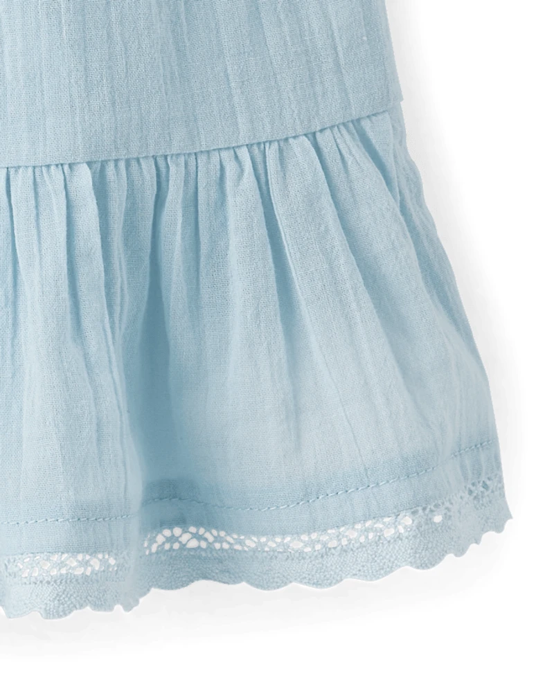 Girls Textured Ruffle Skort