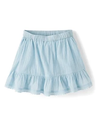 Girls Textured Ruffle Skort