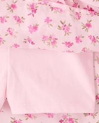 Girls Floral Tiered V-Waist Dress