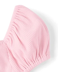 Girls Floral Tiered V-Waist Dress