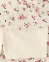 Girls Floral Tiered V-Waist Dress