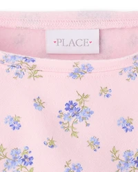 Girls Floral Off Shoulder Fleece Sweatshirt