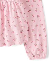 Girls Floral Smocked Peplum Top