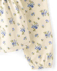 Girls Floral Smocked Peplum Top