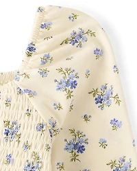 Girls Floral Smocked Peplum Top