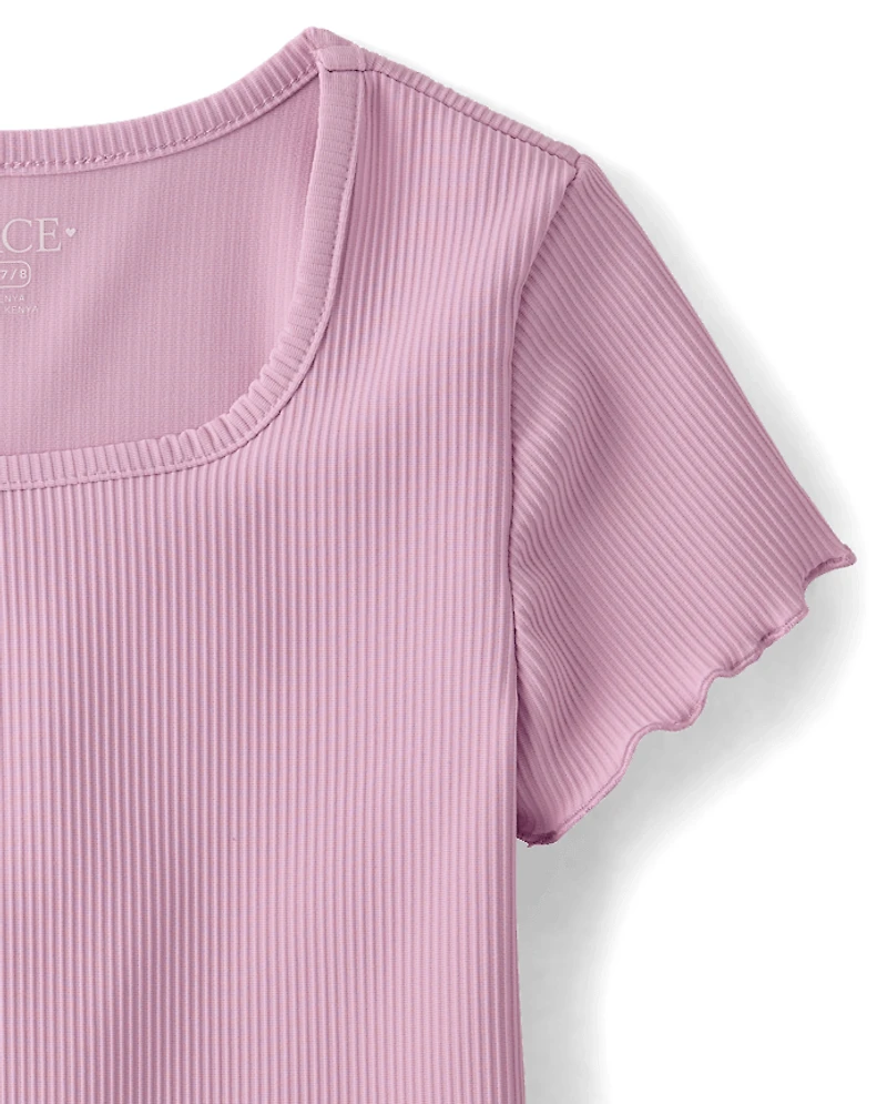 T-shirt côtelé texturé à séchage rapide pour filles