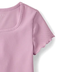 T-shirt côtelé texturé à séchage rapide pour filles