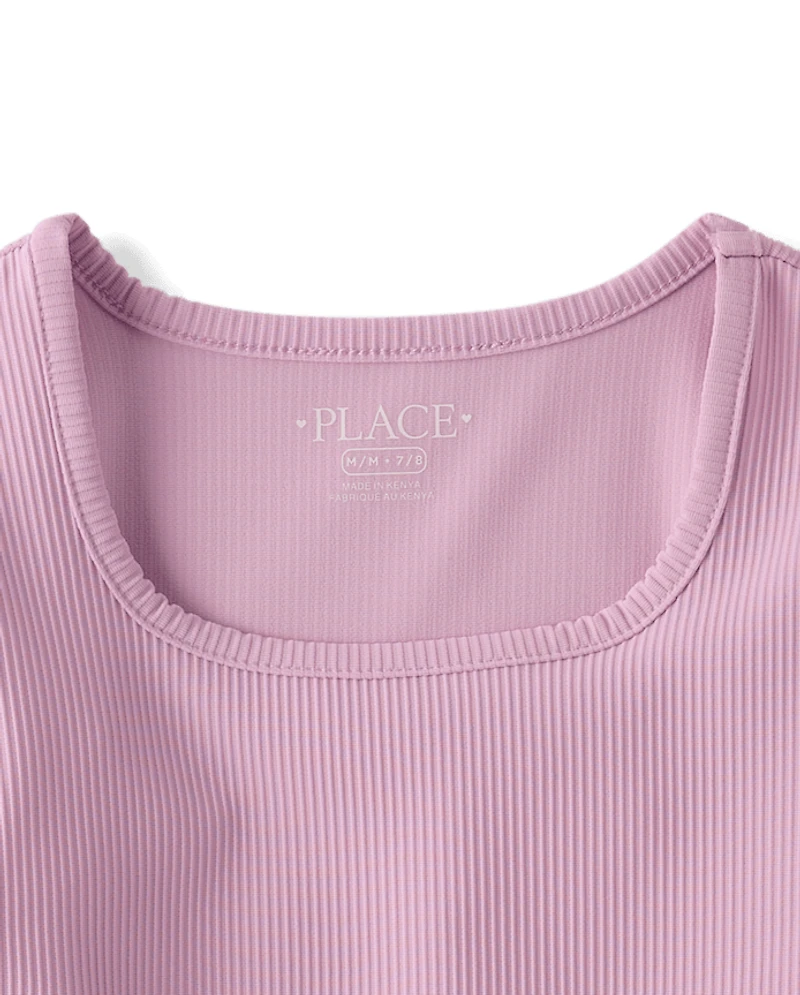 T-shirt côtelé texturé à séchage rapide pour filles