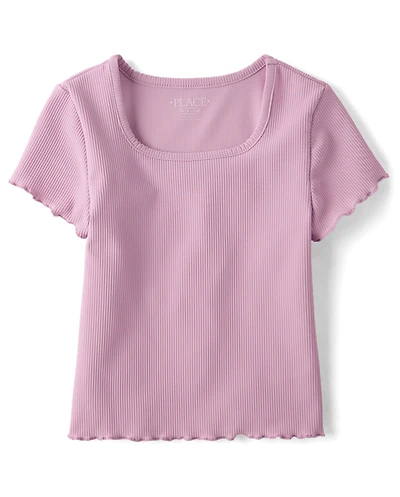 T-shirt côtelé texturé à séchage rapide pour filles