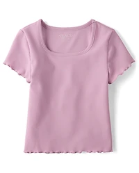 T-shirt côtelé texturé à séchage rapide pour filles