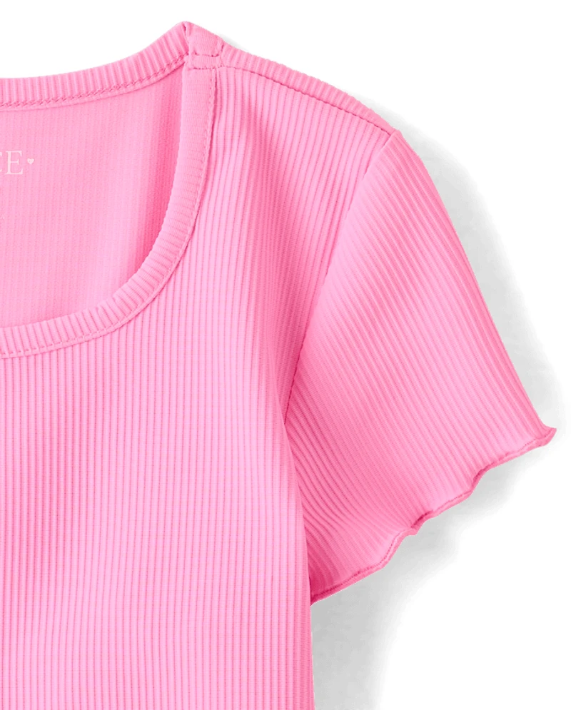 Girls Quick Dry Textured Ribbed Tee