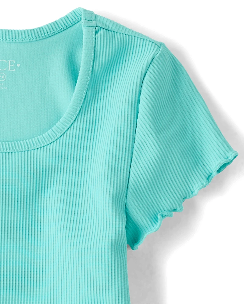 T-shirt côtelé texturé à séchage rapide pour filles