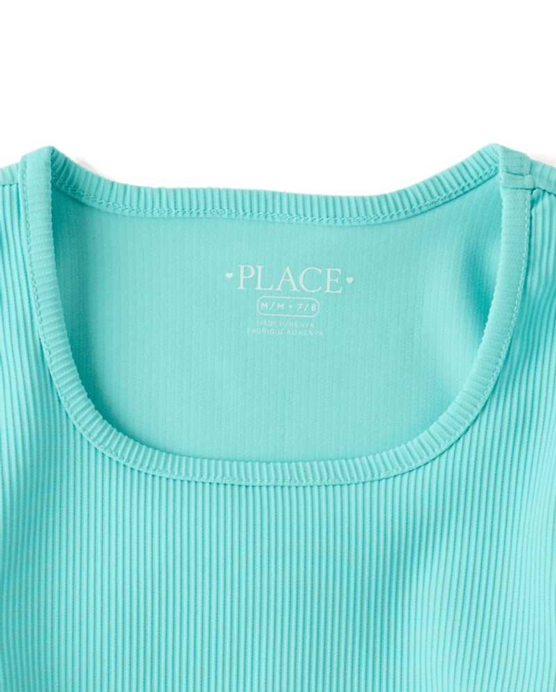 T-shirt côtelé texturé à séchage rapide pour filles