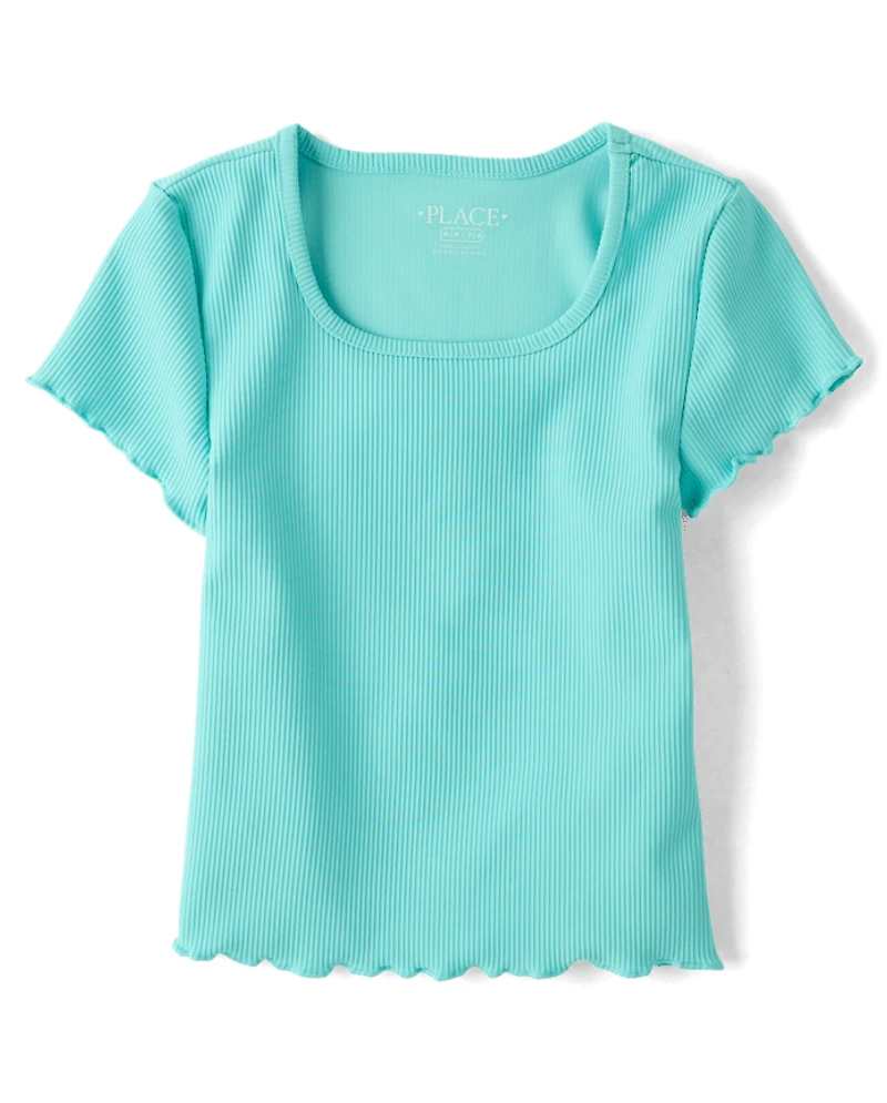 T-shirt côtelé texturé à séchage rapide pour filles