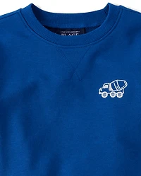 Baby And Toddler Boys Embroidered Construction Vehicle French Terry Sweatshirt