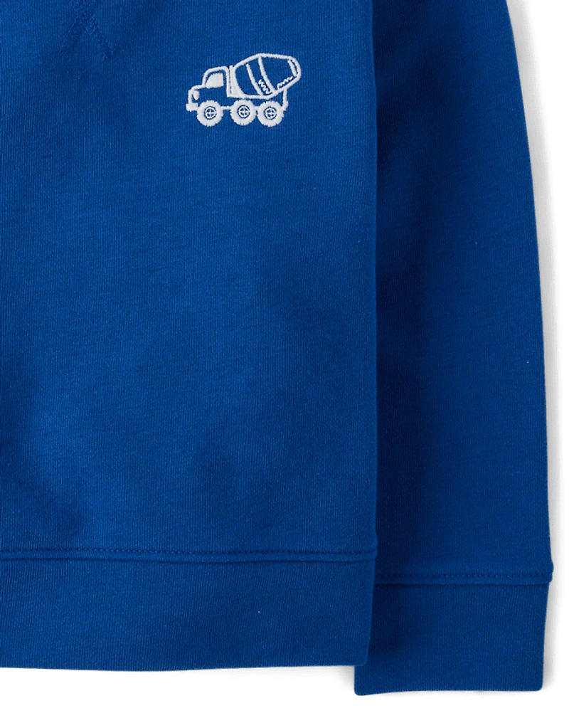 Baby And Toddler Boys Embroidered Construction Vehicle French Terry Sweatshirt