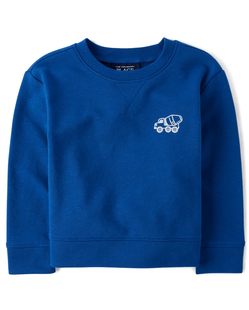 Baby And Toddler Boys Embroidered Construction Vehicle French Terry Sweatshirt
