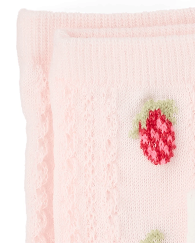 Girls Rosette Pointelle Midi Socks 2-Pack