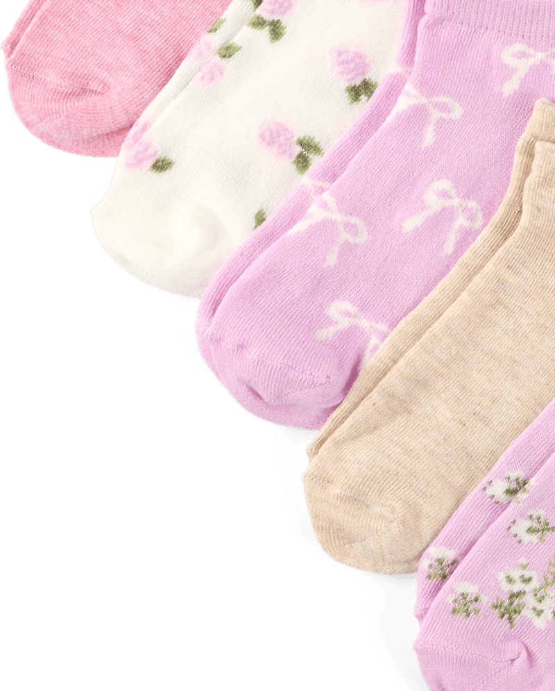 Girls Floral Ankle Socks 10-Pack
