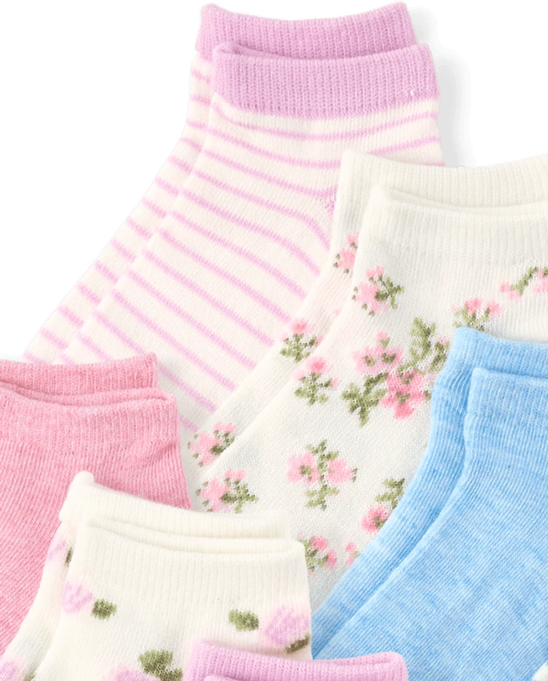 Girls Floral Ankle Socks 10-Pack