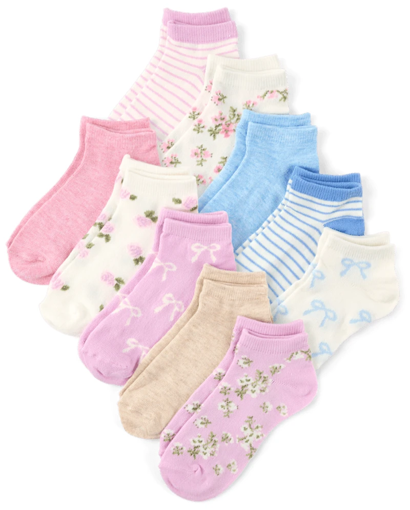 Girls Floral Ankle Socks 10-Pack