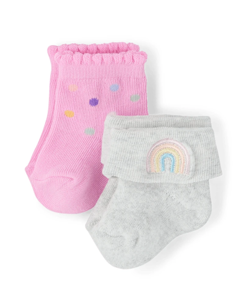 Baby Girls Embroidered Icon Midi Socks 6-Pack