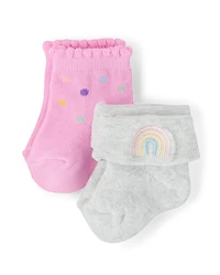 Baby Girls Embroidered Icon Midi Socks 6-Pack