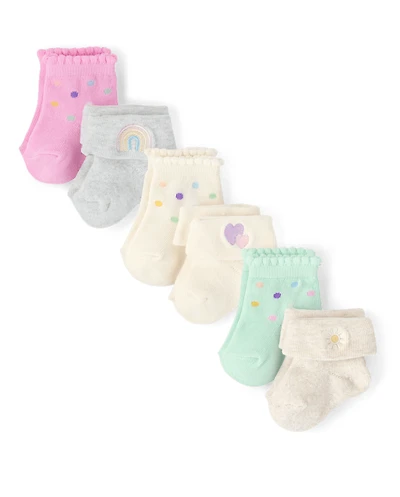 Baby Girls Embroidered Icon Midi Socks 6-Pack