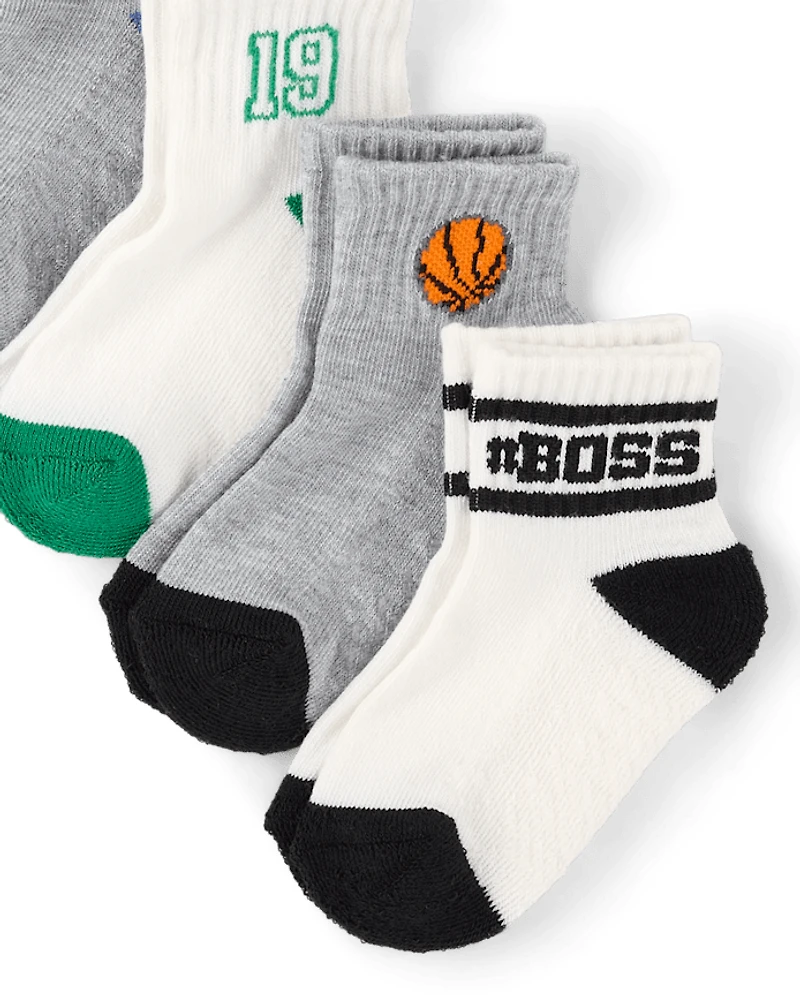 Lot de 6 paires chaussettes sport rembourrées mi-mollet pour petits garçons