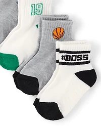 Lot de 6 paires chaussettes sport rembourrées mi-mollet pour petits garçons